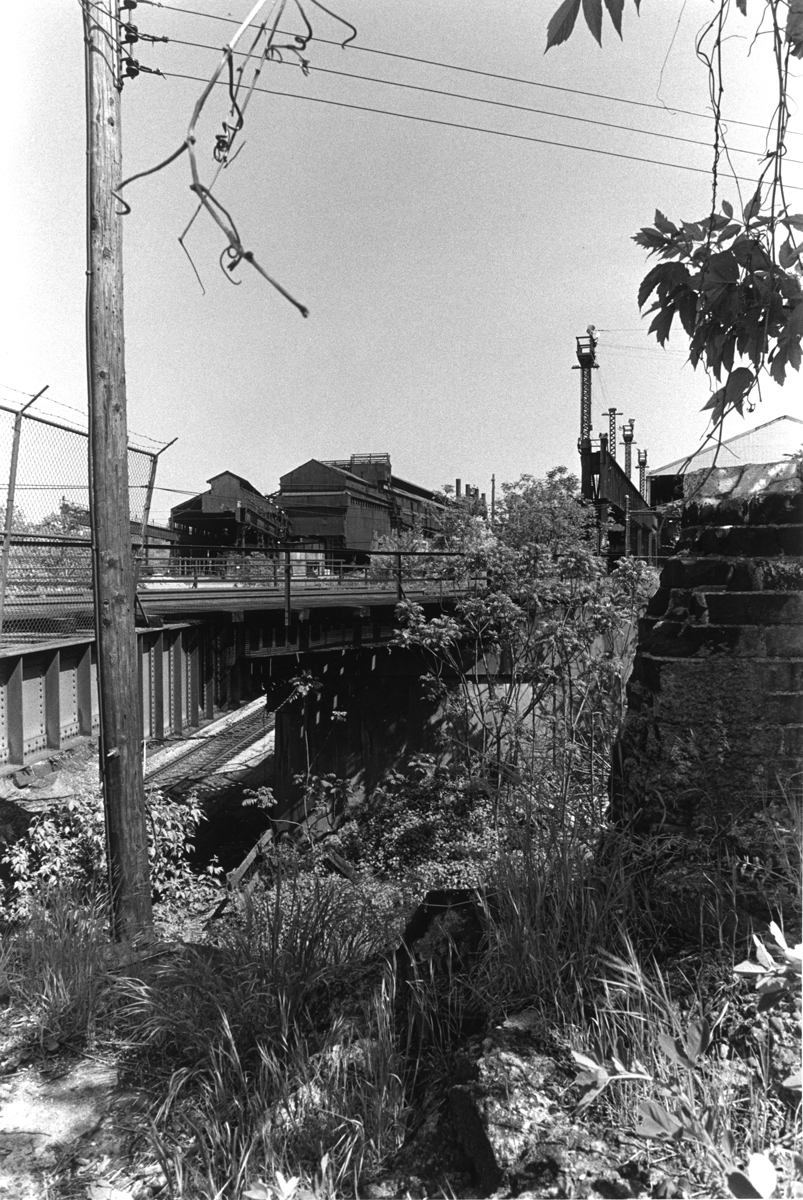 black and white photo of the ruins of jones laughlin steel